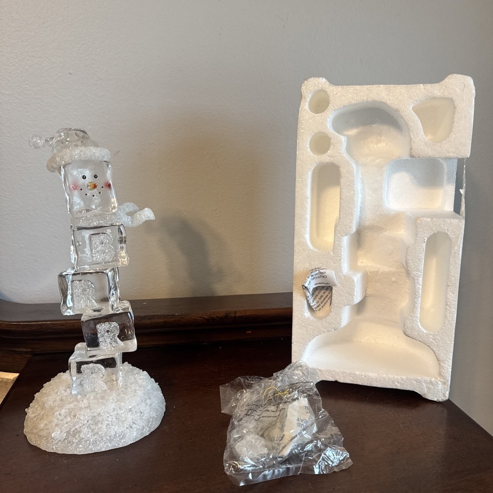 10" BRRR.. Seasons of Cannon Falls Lighted Acrylic Ice Cube Snowman Christmas
